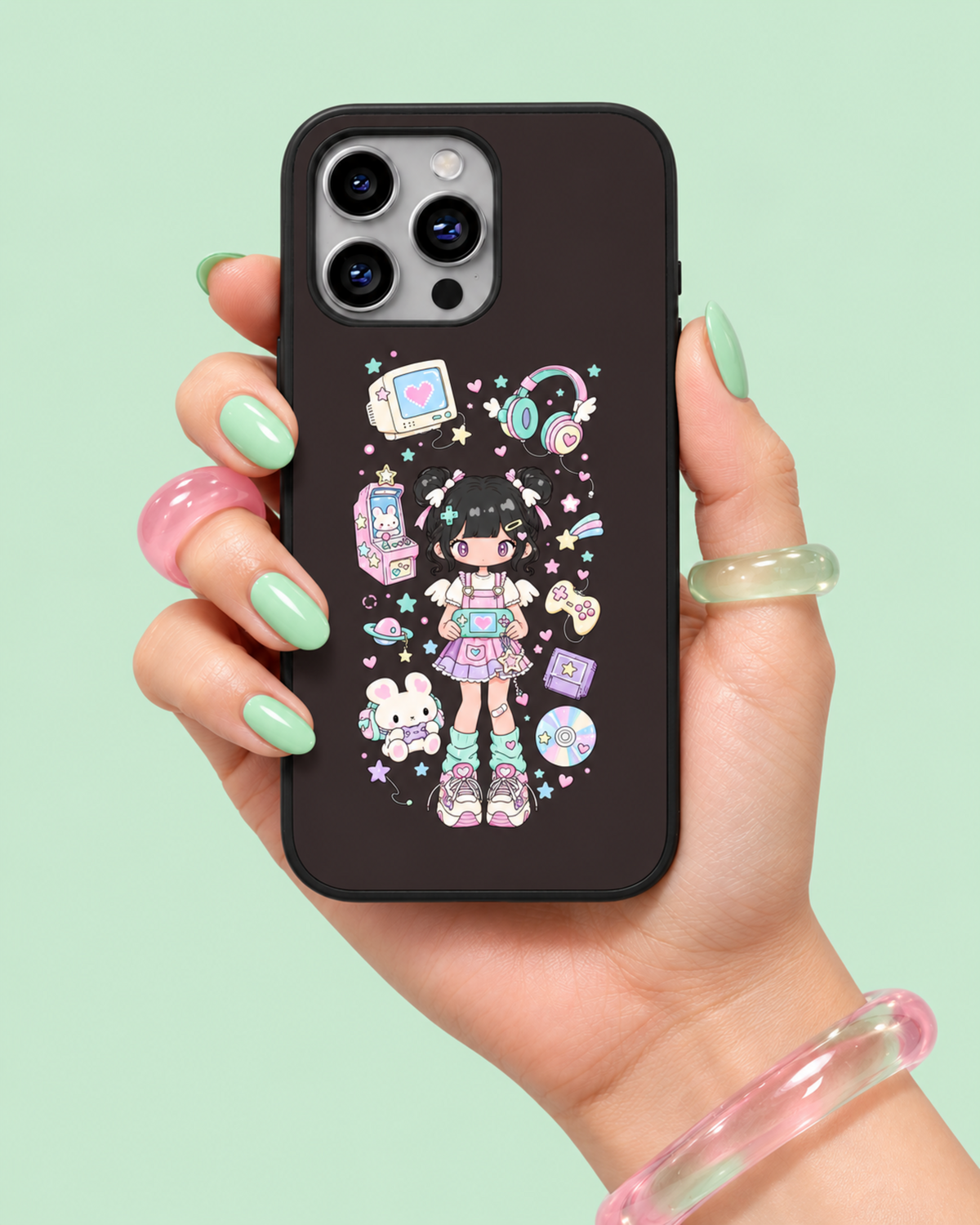 Arcade Girl Brown Glass Phone Case