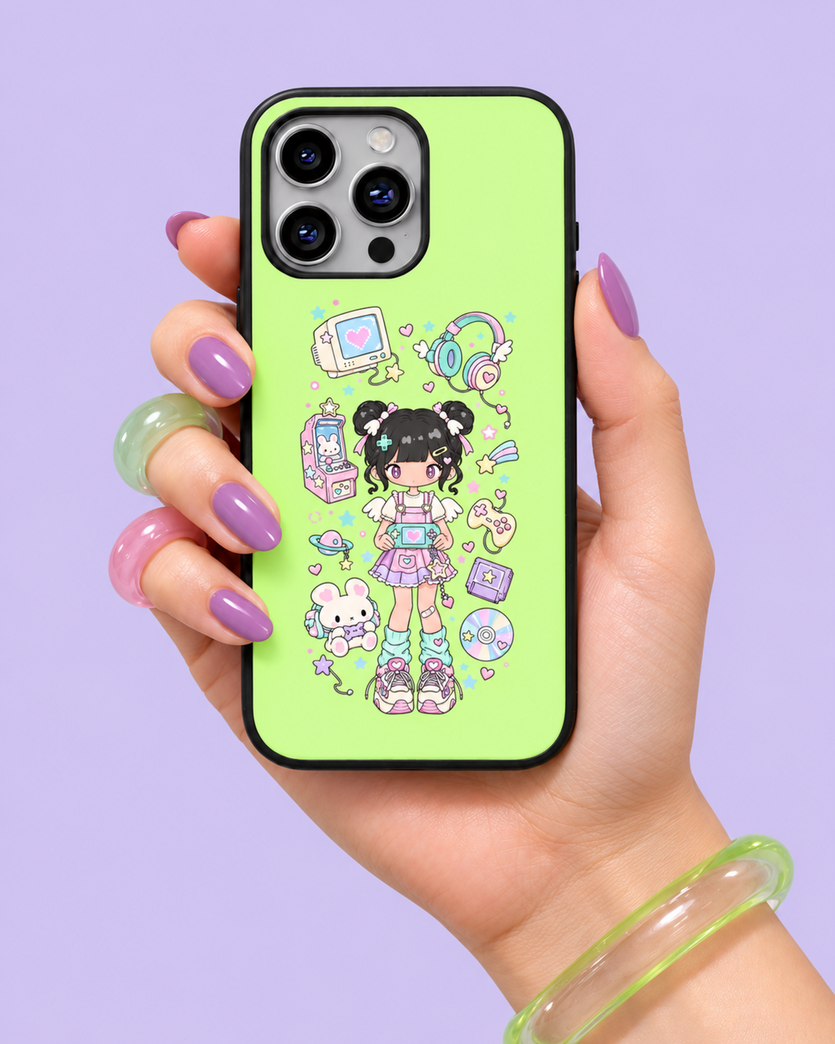 Arcade Girl Lime Glass Phone Case