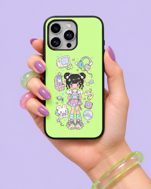 Arcade Girl Lime Glass Phone Case