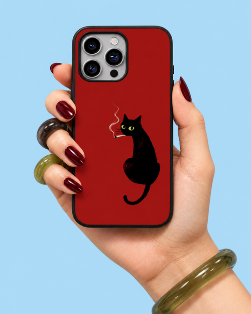 Black Cat Red Glass Phone Case