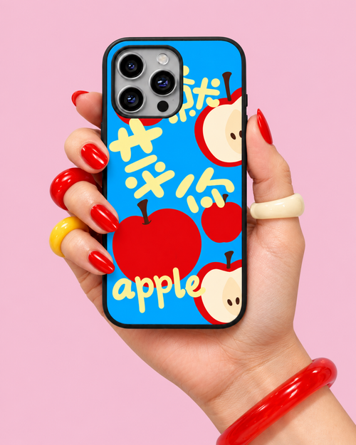 Blue Apple Illustration Glass Phone Case