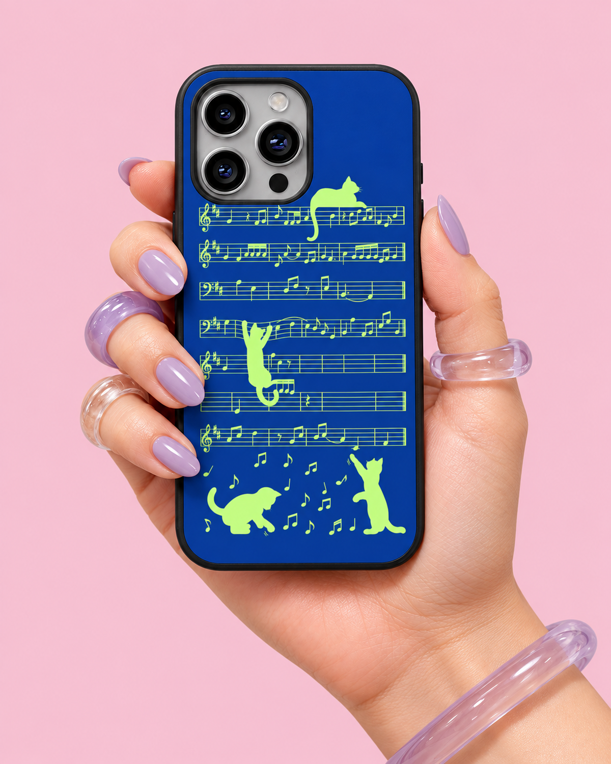 Blue Music Notes Glass Phone Case