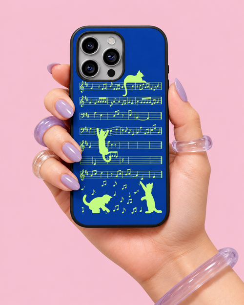 Blue Music Notes Glass Phone Case