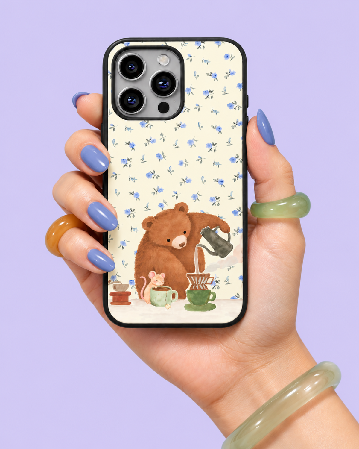 Brown Bear Vintage Glass Phone Case