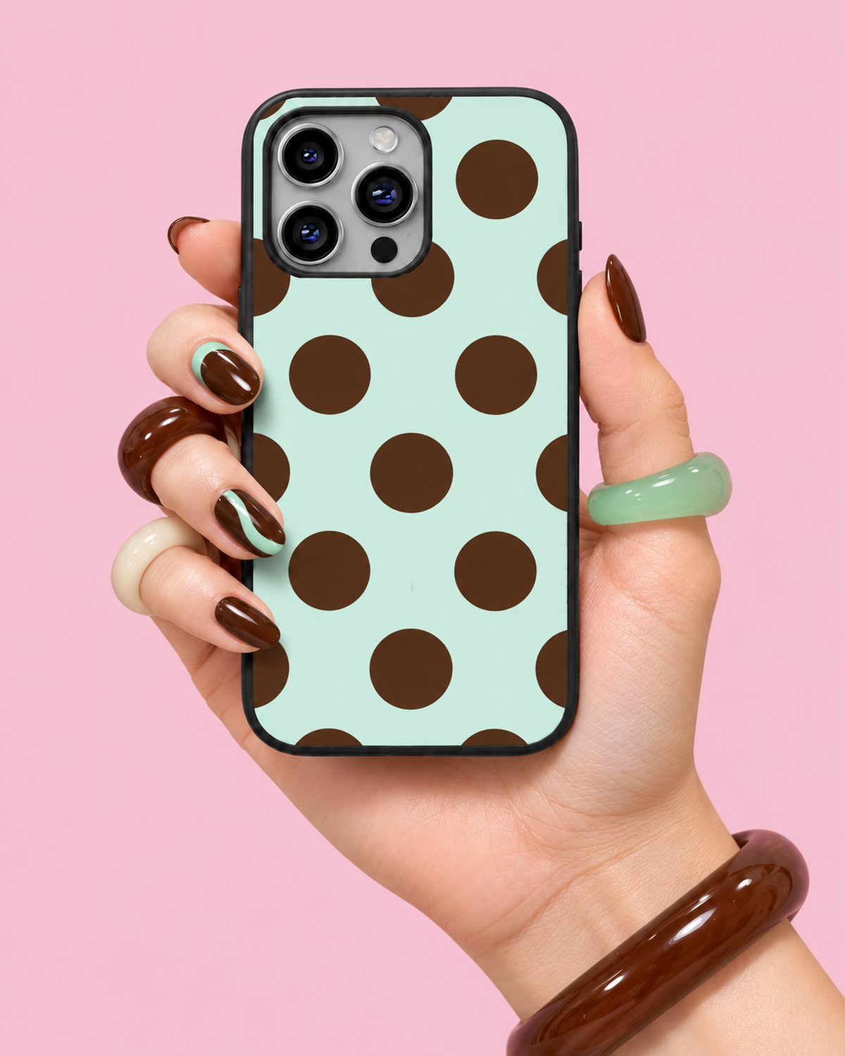 Brown Large Dot Glass Phone Case