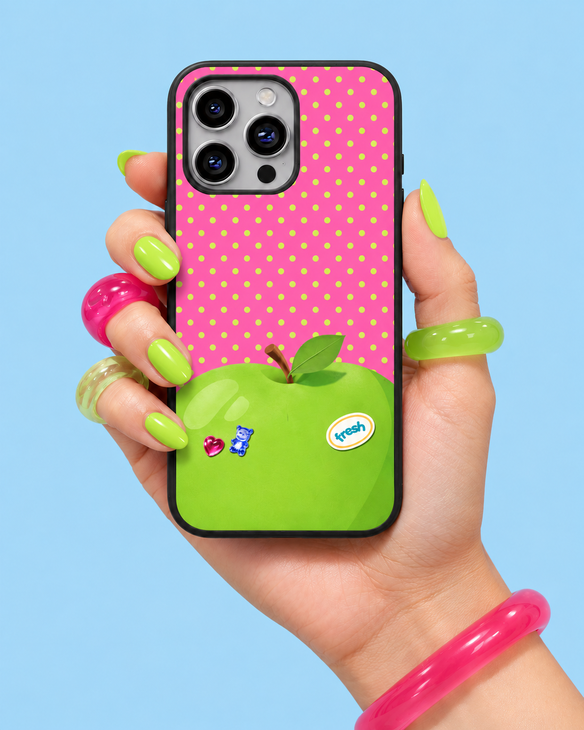 Green Apple Polka Dot Glass Phone Case