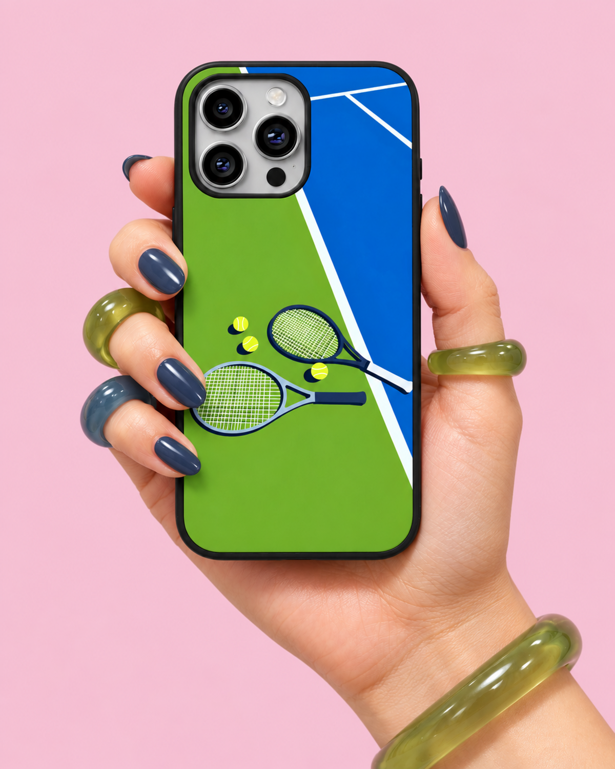 Green Tennis Racket Glass Phone Case
