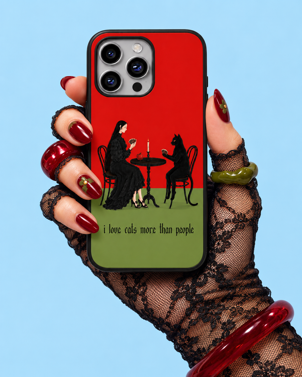 I Love Cats More Than People Cafe Glass Phone Case