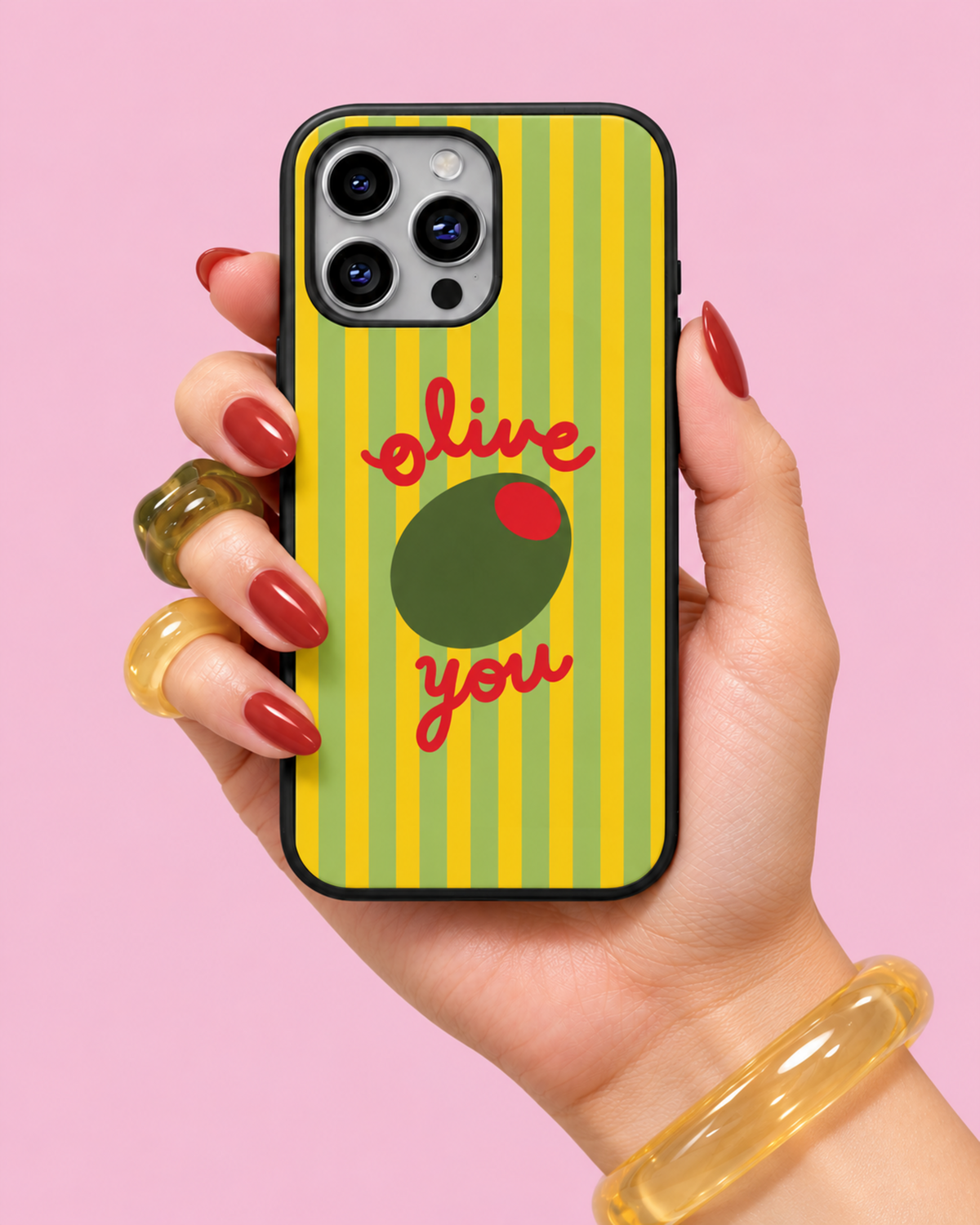 Olive You Quote Glass Phone Case