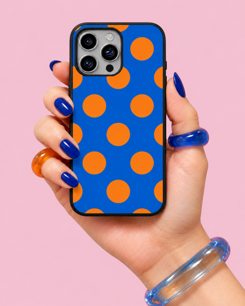 Orange Circle Blue Glass Phone Case