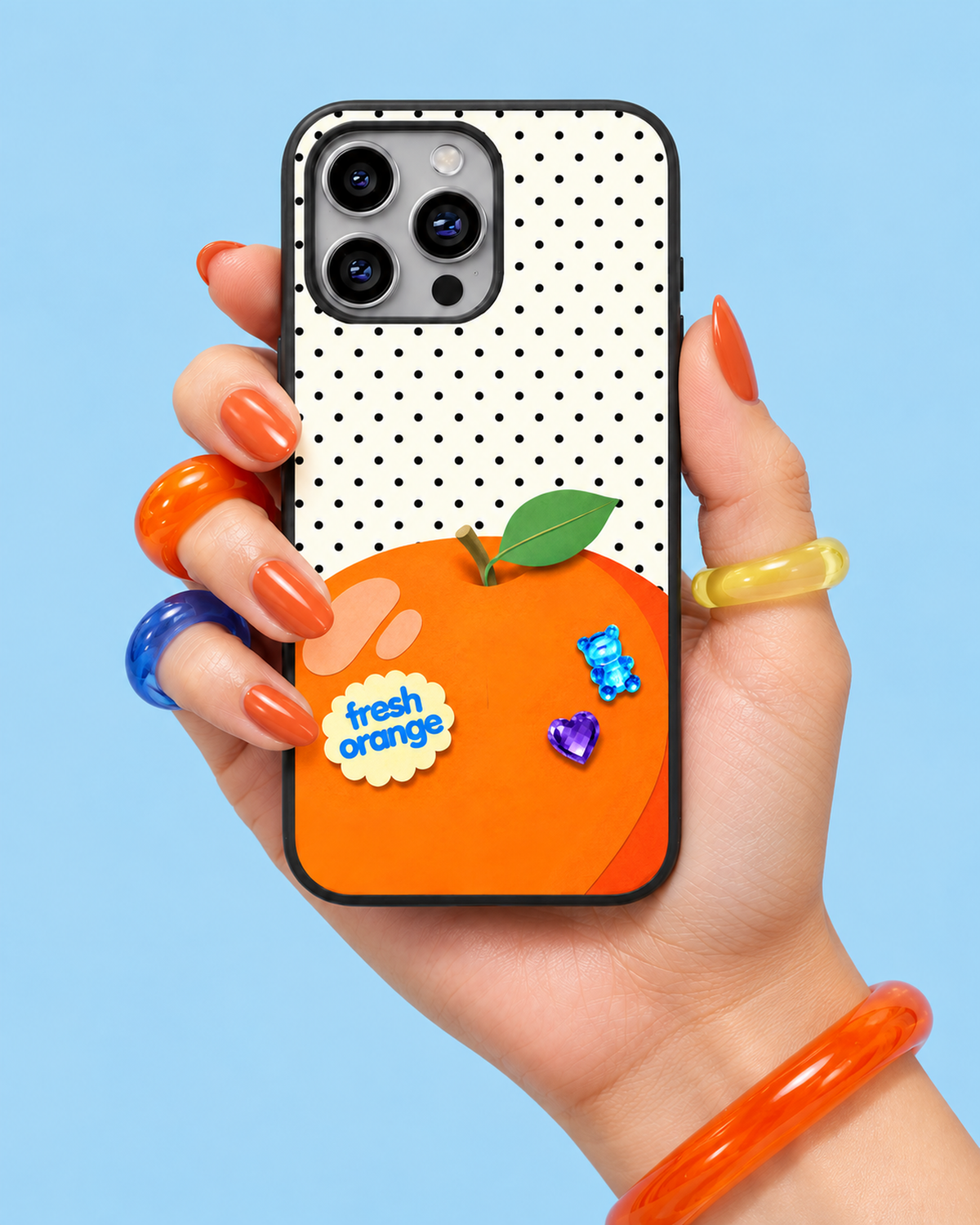 Orange Fruit Polka Dots Glass Phone Case
