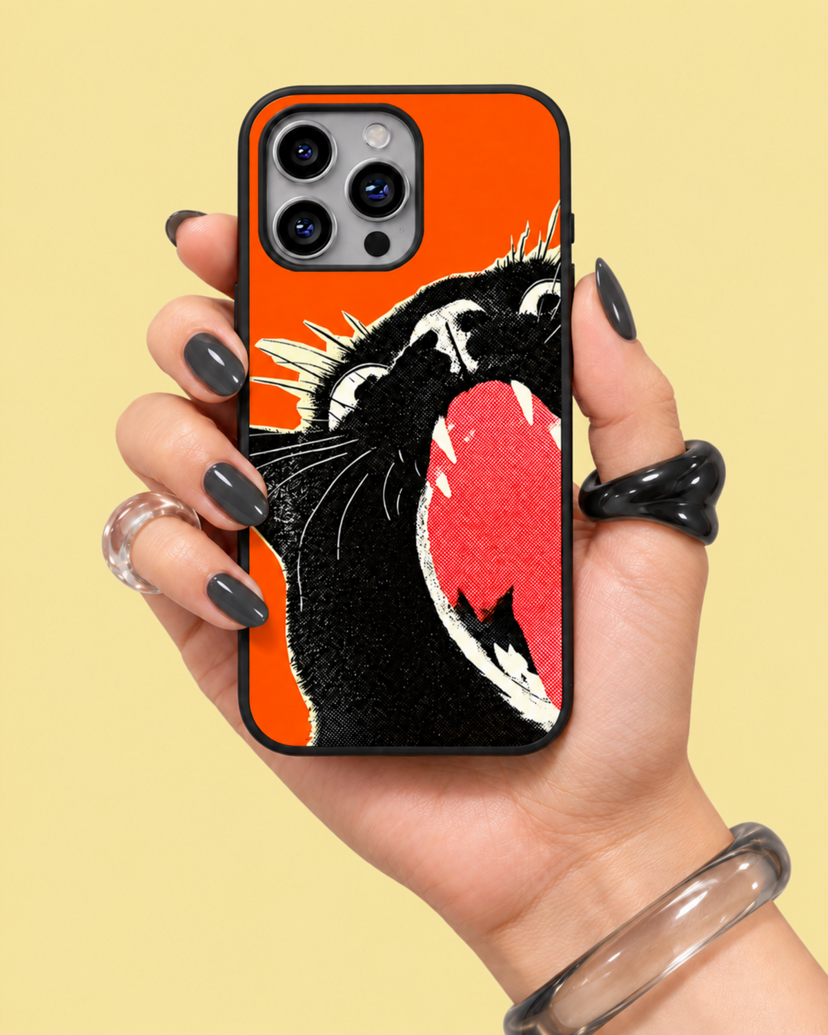 Orange Wildcat Illustration Glass Phone Case