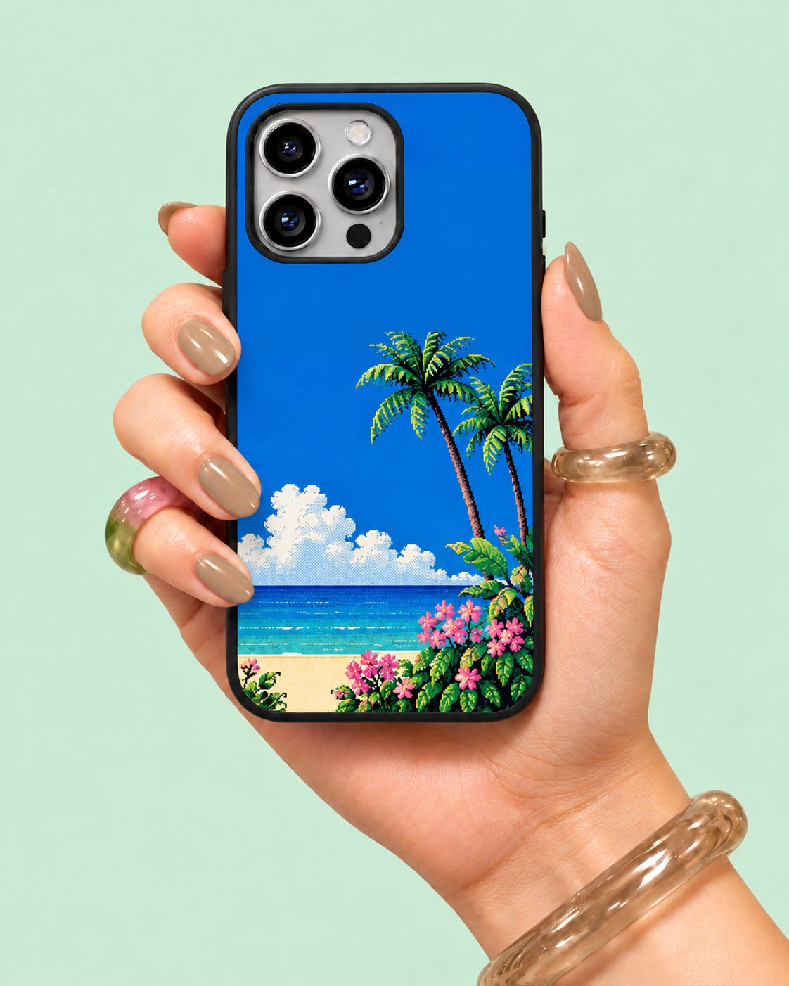 Palm Tree Beach Glass Phone Case