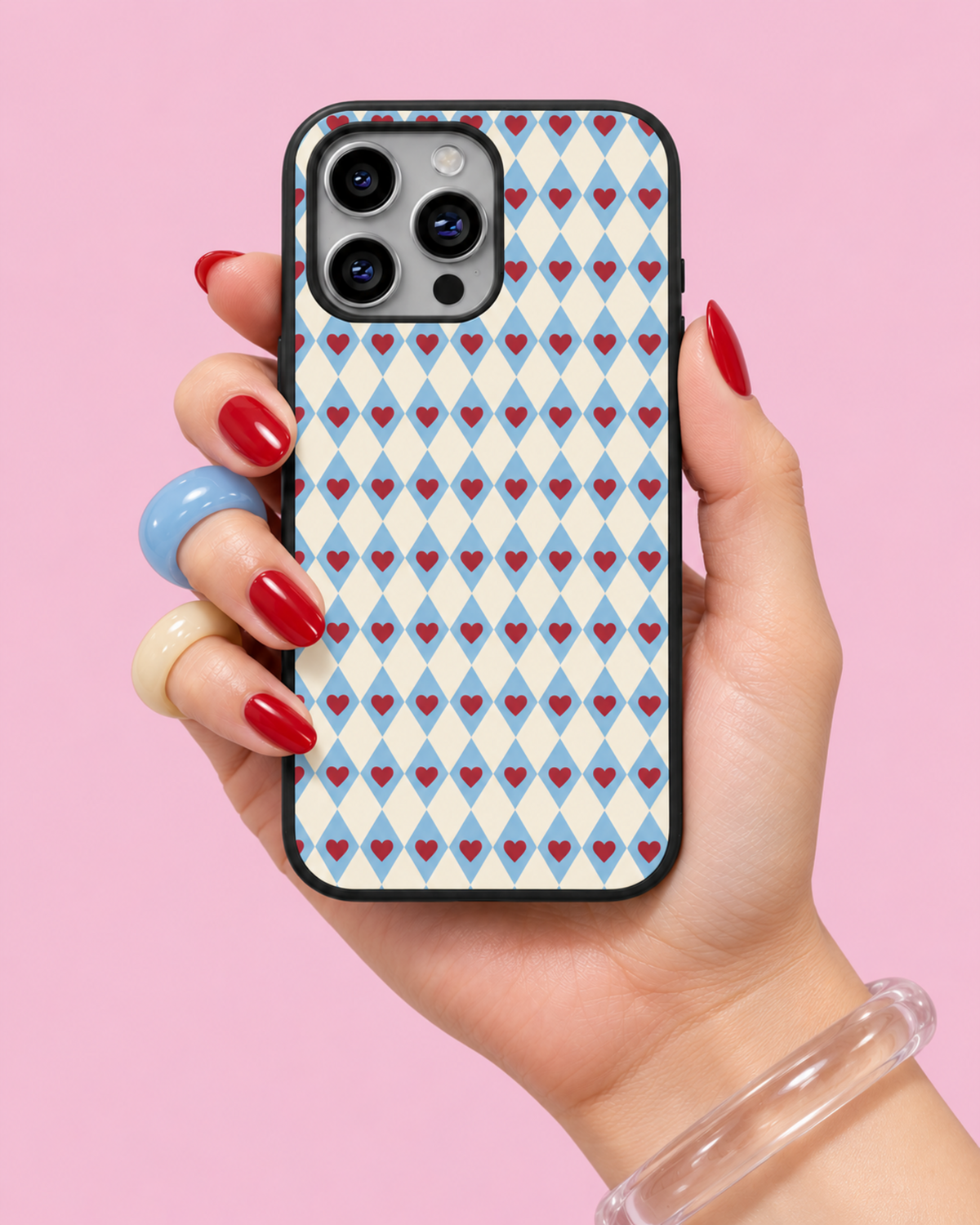 Pastel Diamond Pattern Glass Phone Case