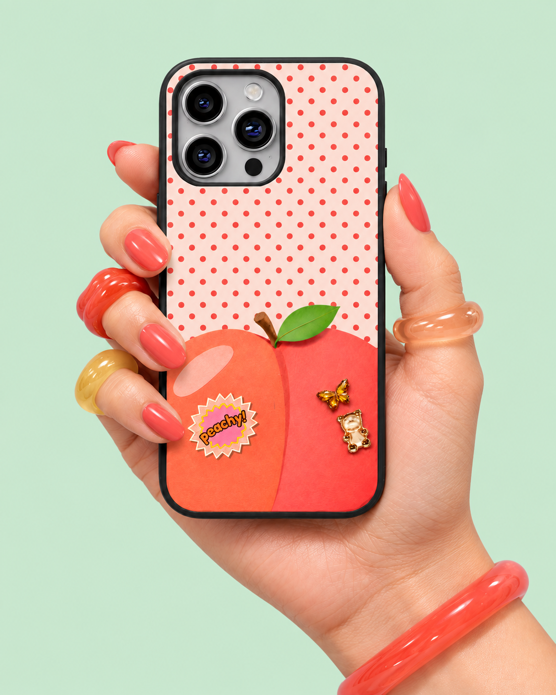 Peach Polka Dots Glass Phone Case