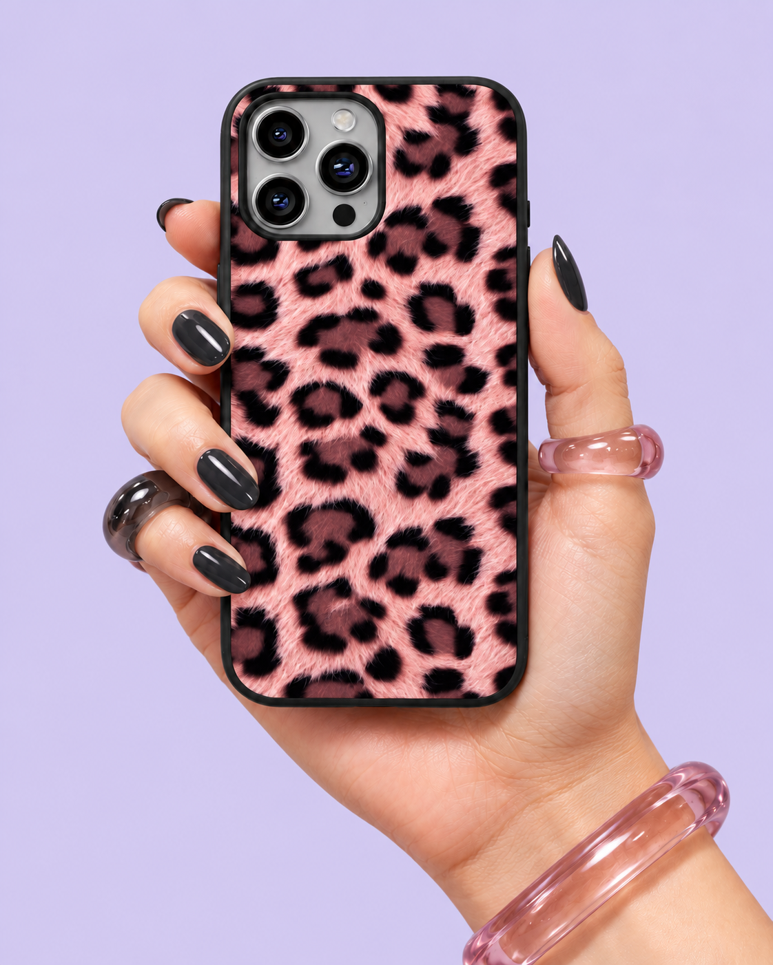 Pink Black Leopard Print Glass Phone Case