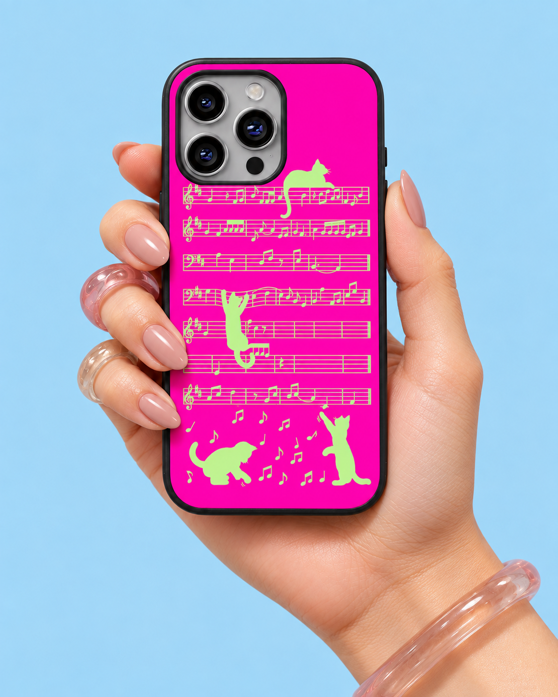 Pink Music Notes Glass Phone Case