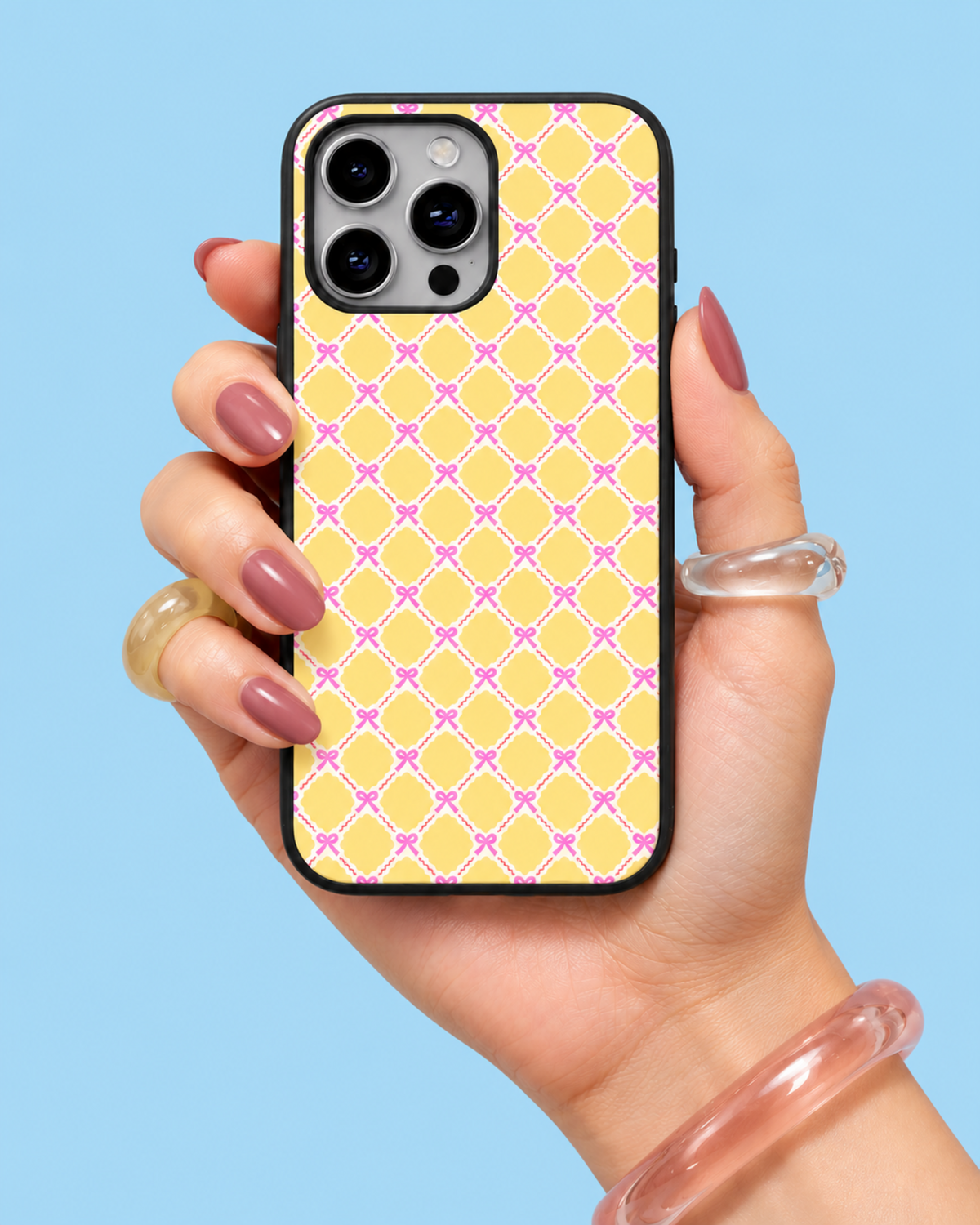 Pink Yellow Corquette Glass Phone Case