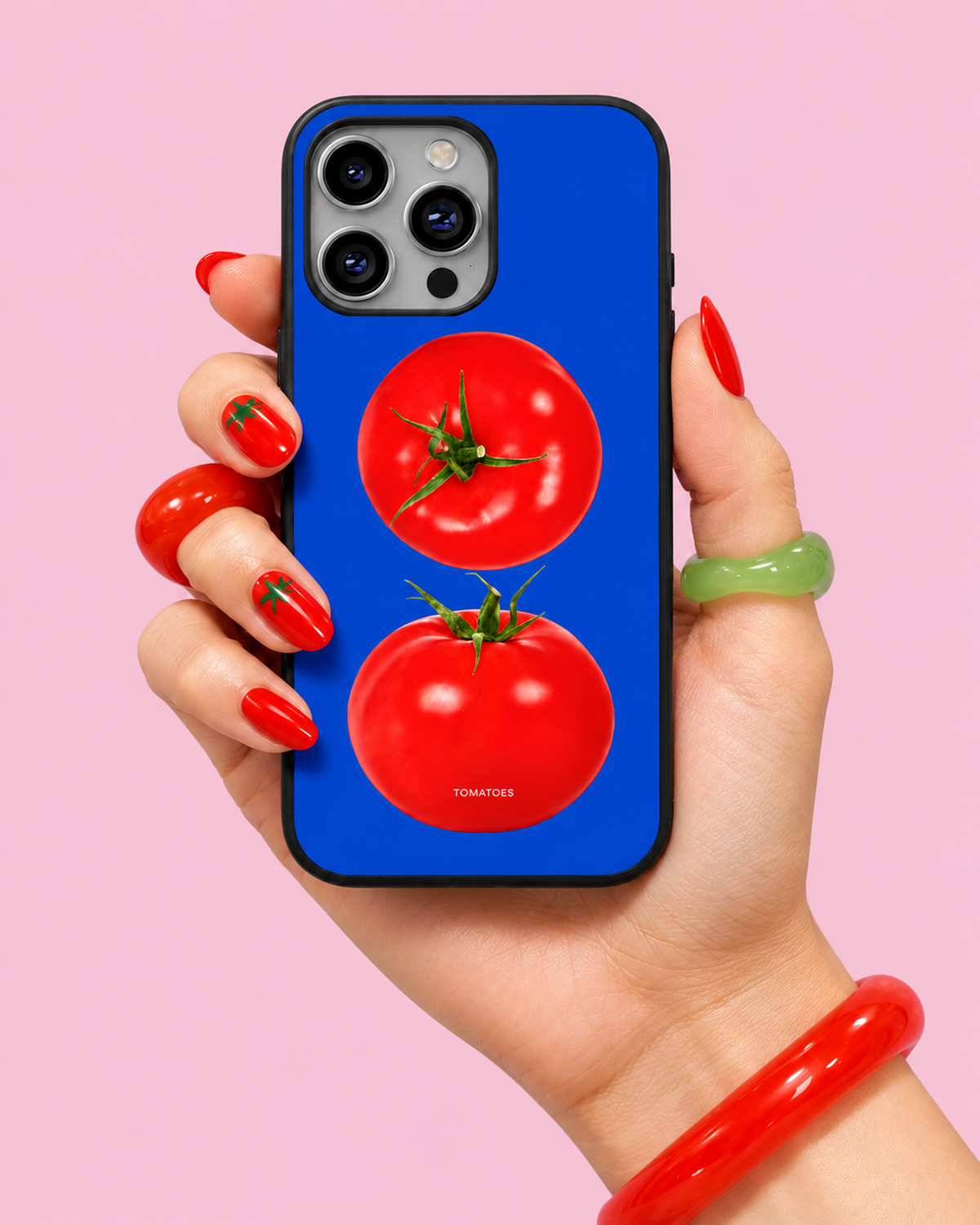 Red Tomatoes Blue Background Glass Phone Case