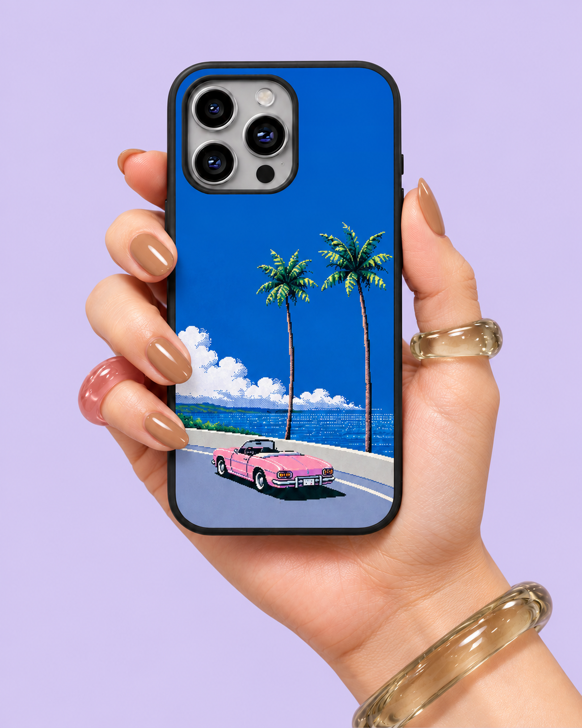 Retro Coastal Drive Glass Phone Case
