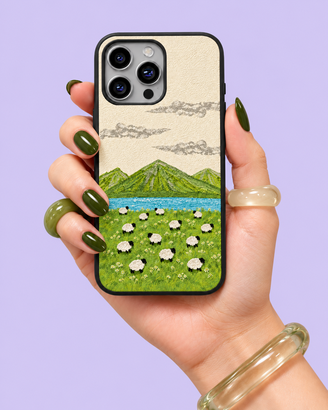 Sheep Mountain Meadow Glass Phone Case
