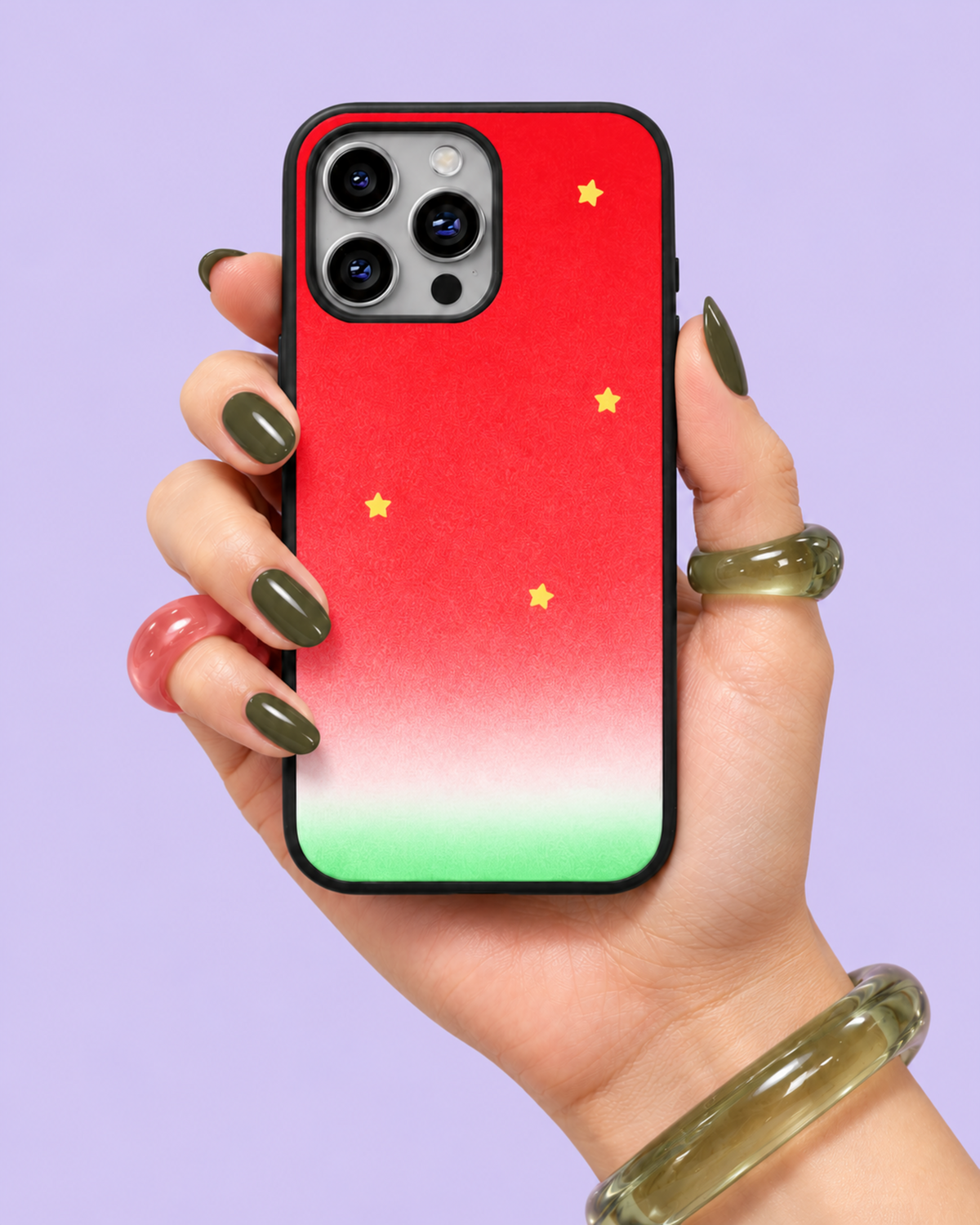 Watermelon Gradient Yellow Stars Glass Phone Case