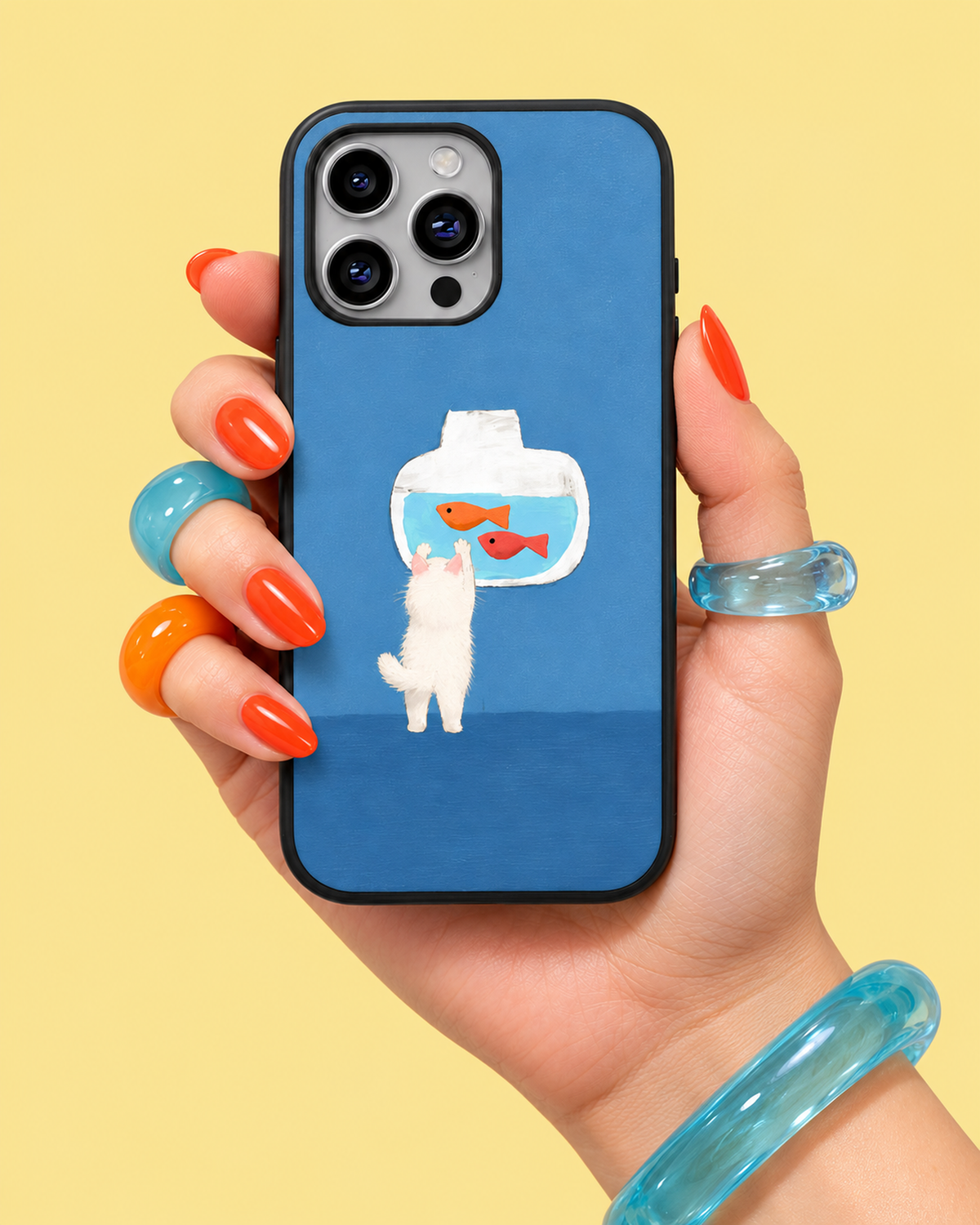 White Cat Fishbowl Glass Phone Case