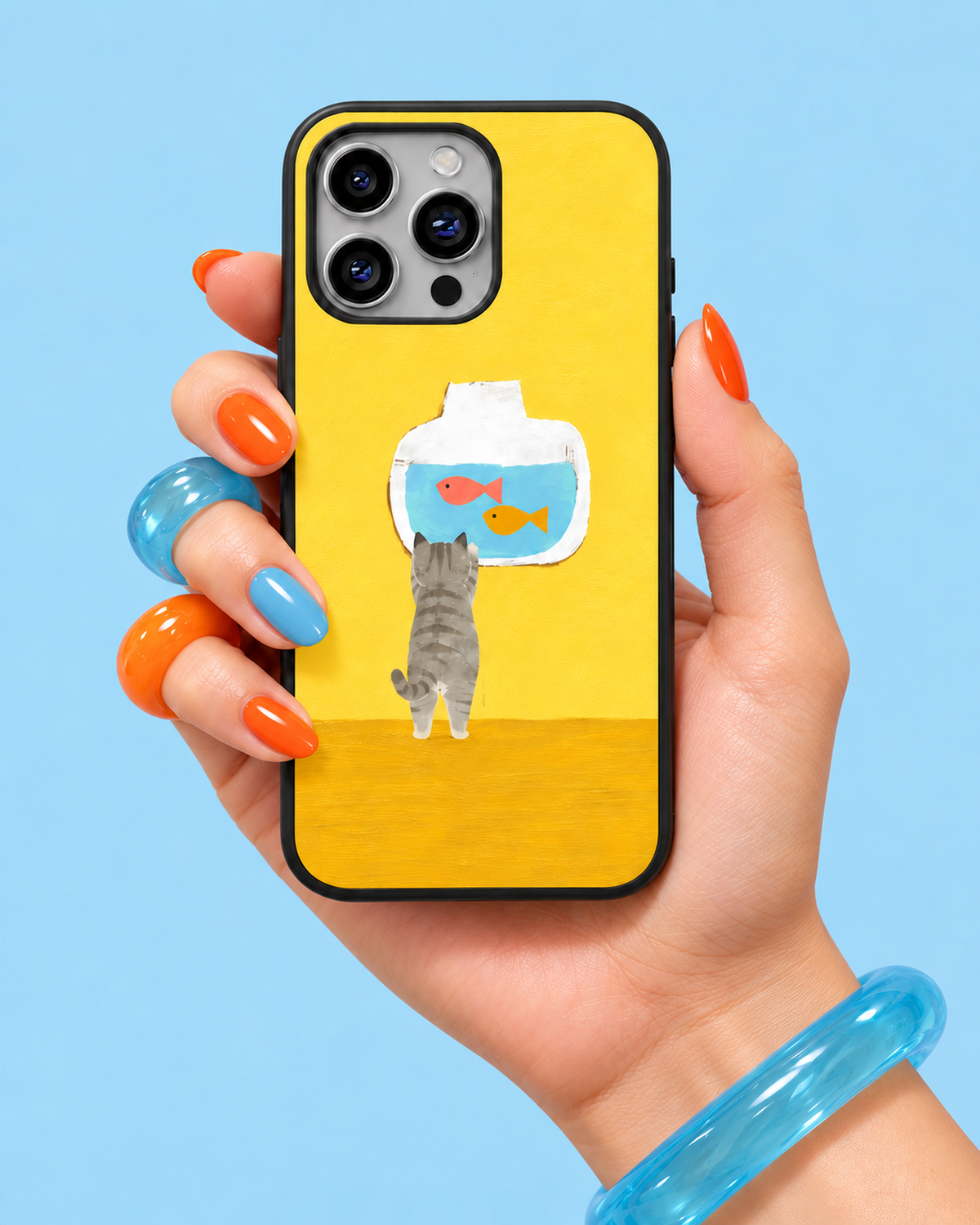 Yellow Cat Fishbowl Glass Phone Case